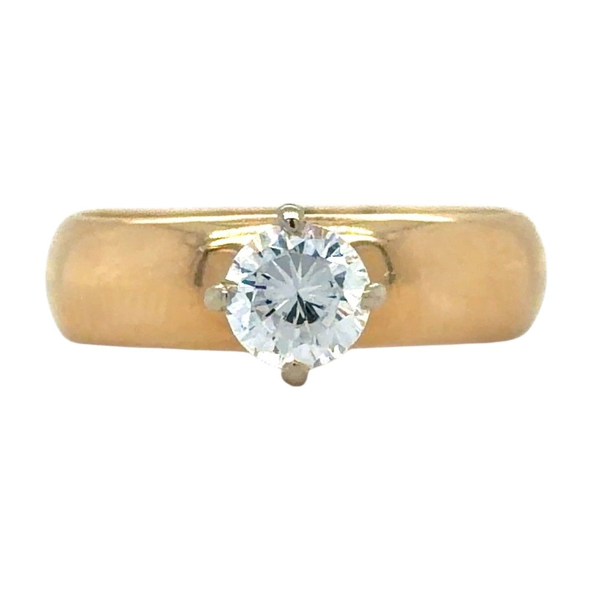Cubic Zirconia Solitaire 14k Yellow Gold Ring 5.2g Size 6.75