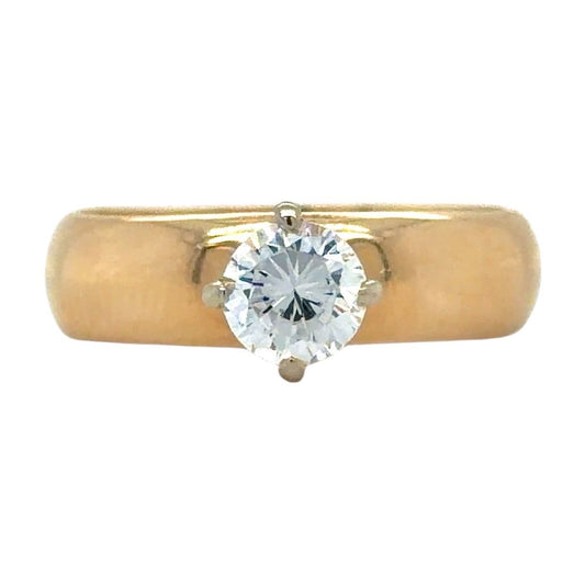 Cubic Zirconia Solitaire 14k Yellow Gold Ring 5.2g Size 6.75