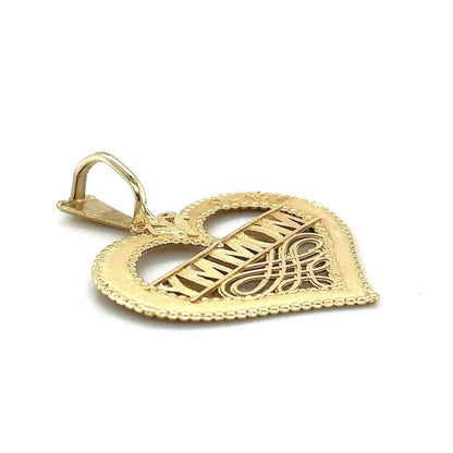 14k Yellow Gold Heart Mommy Love You Pendant 1.3g