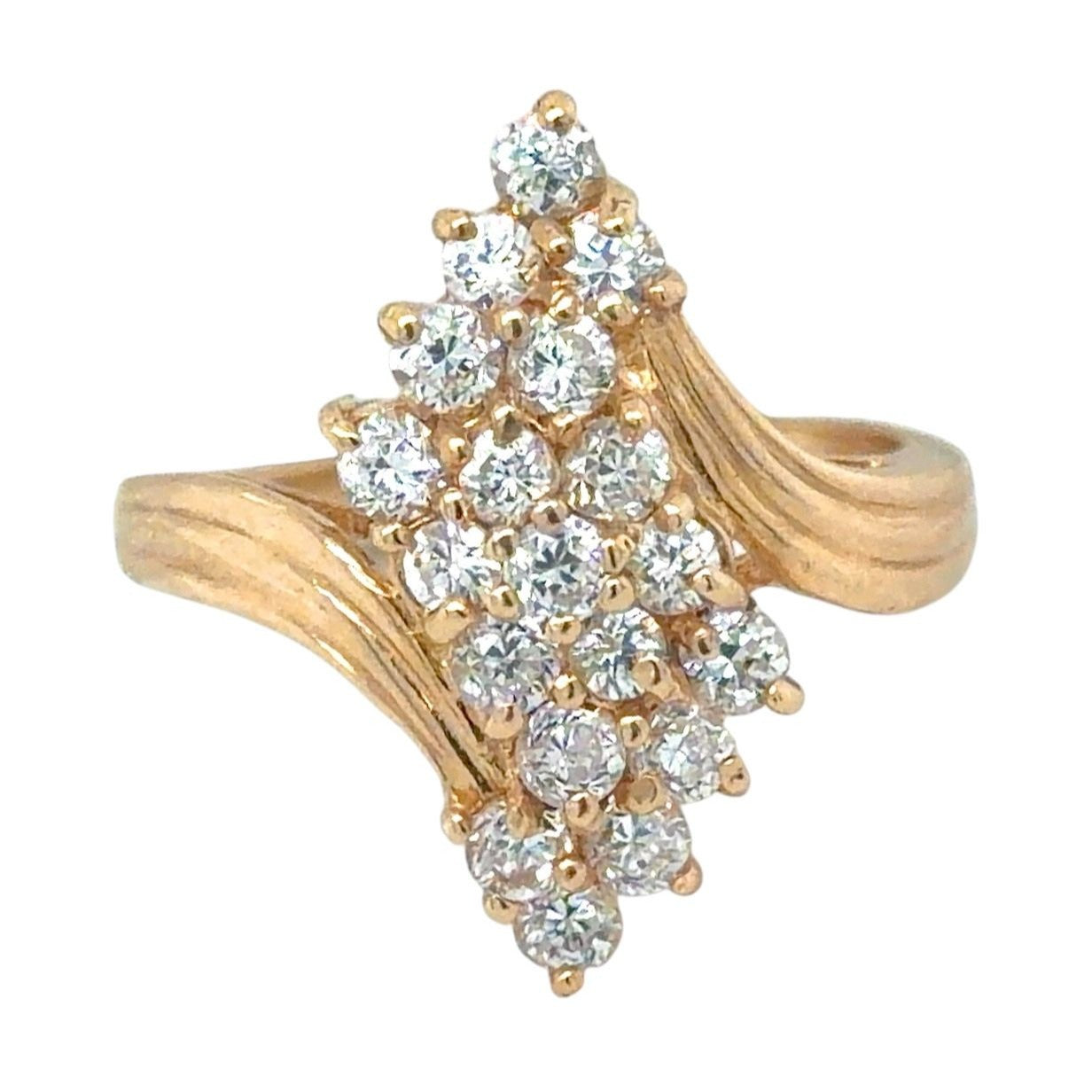 Cubic Zirconia Cluster 14k Yellow Gold Ring 5.7g Size 6.75
