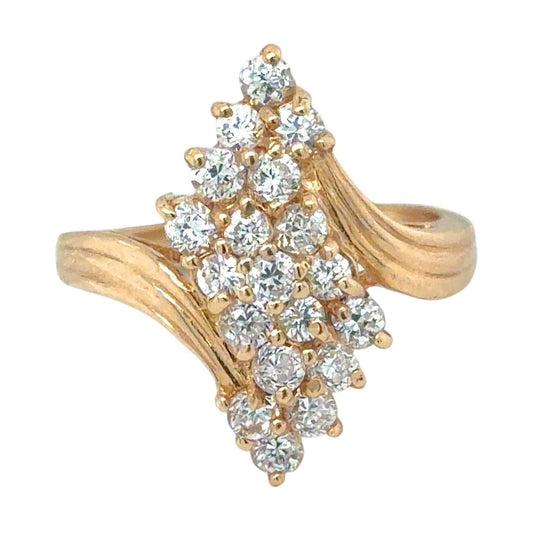 Cubic Zirconia Cluster 14k Yellow Gold Ring 5.7g Size 6.75
