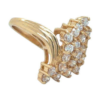Cubic Zirconia Cluster 14k Yellow Gold Ring 5.7g Size 6.75