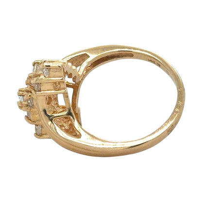 Cubic Zirconia Cluster 14k Yellow Gold Ring 5.7g Size 6.75