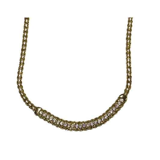 Gold Plated Sterling Silver 925 Necklace 18" With CZ 10.1g