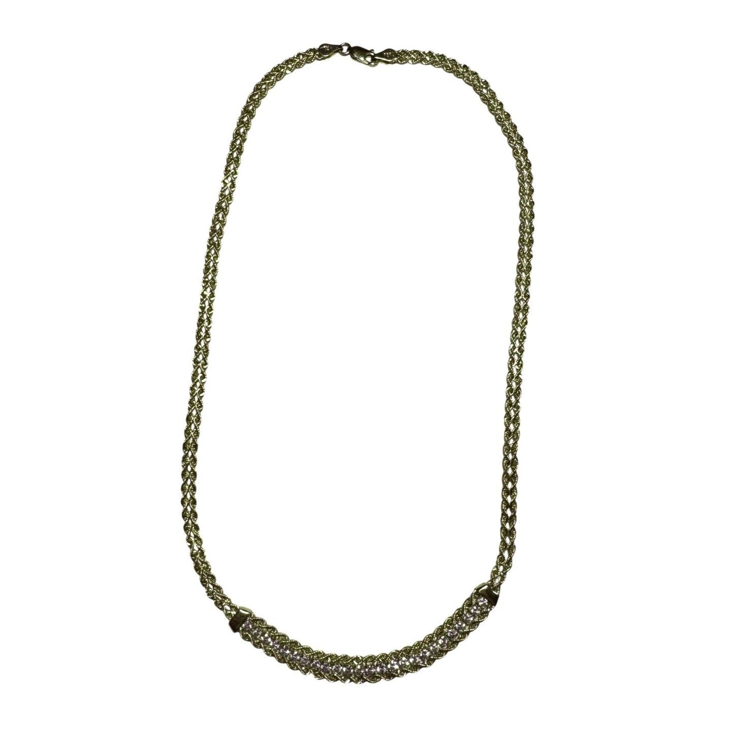 Gold Plated Sterling Silver 925 Necklace 18" With CZ 10.1g