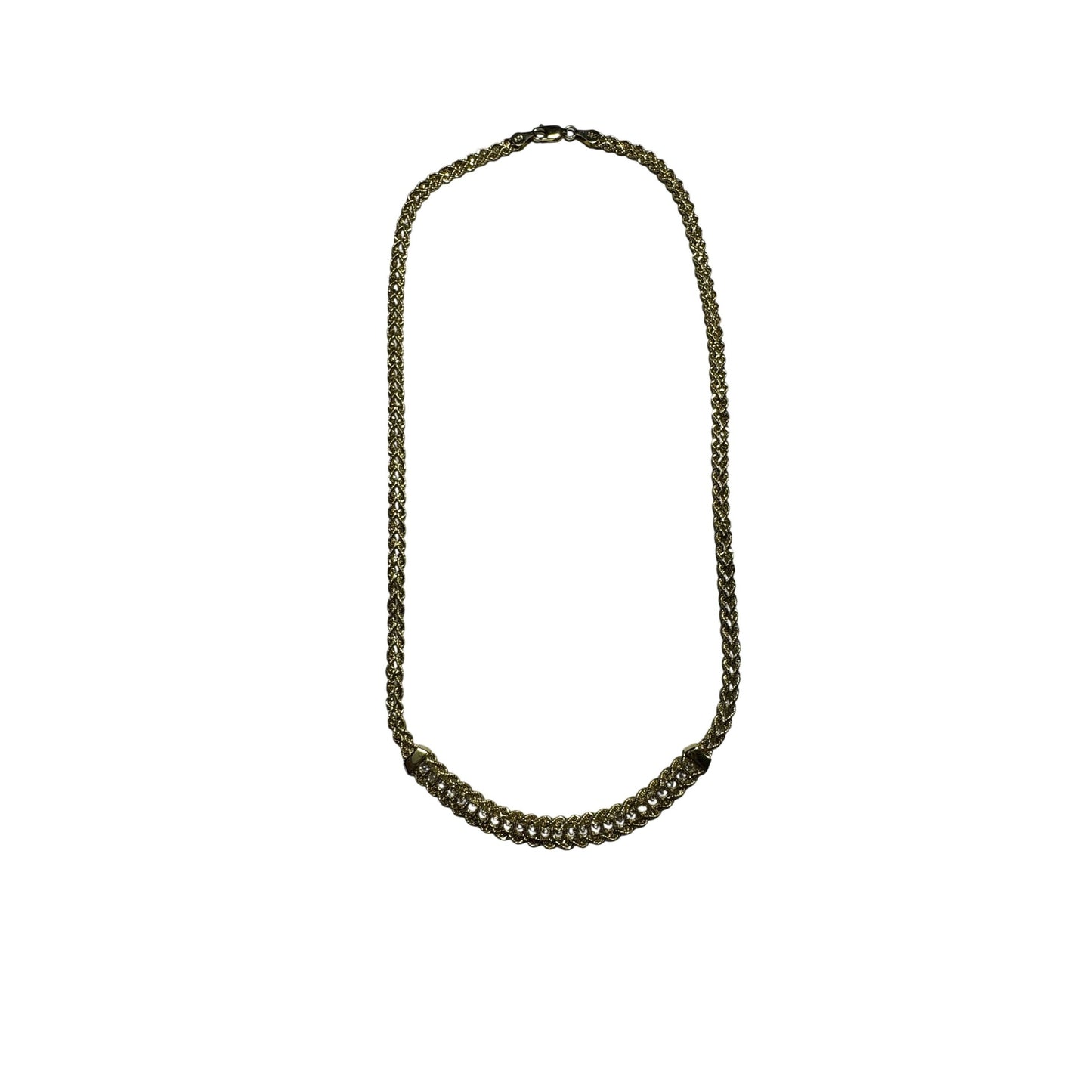 Gold Plated Sterling Silver 925 Necklace 18" With CZ 10.1g