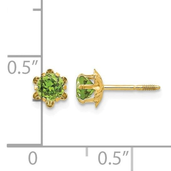 14k Madi K 4mm Round CZ August Birthstone Screwback Post Earrings