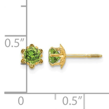 14k Madi K 4mm Round CZ August Birthstone Screwback Post Earrings