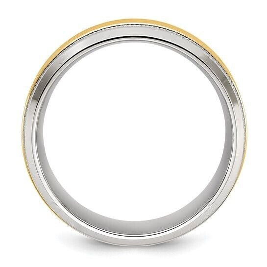 Chisel Titanium Polished Yellow IP-plated Grooved Center 8mm Band Ring Size 10