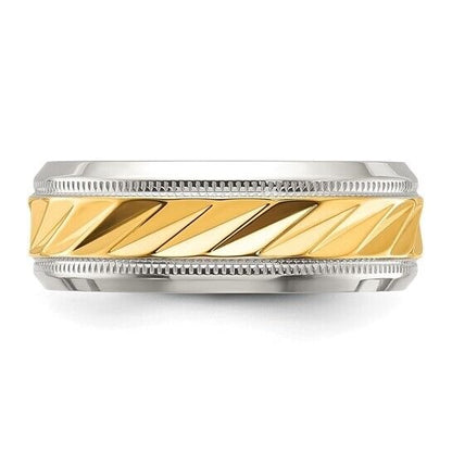 Chisel Titanium Polished Yellow IP-plated Grooved Center 8mm Band Ring Size 10