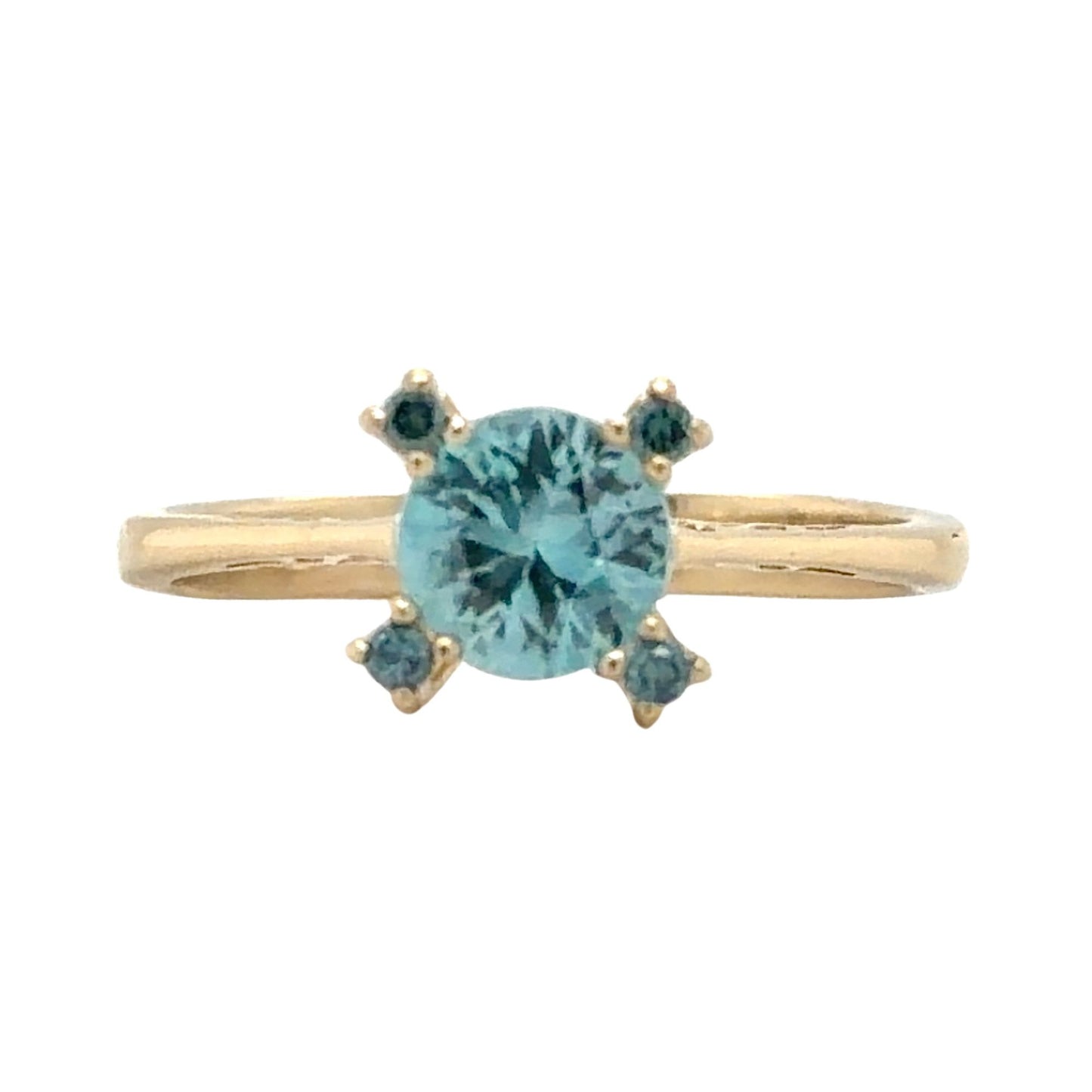 Topaz & Blue Diamond 14k Yellow Gold Ring 2.8g Size 7