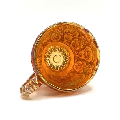 Vintage Carnival Glass Cup Iridescent Marigold Flower Pattern