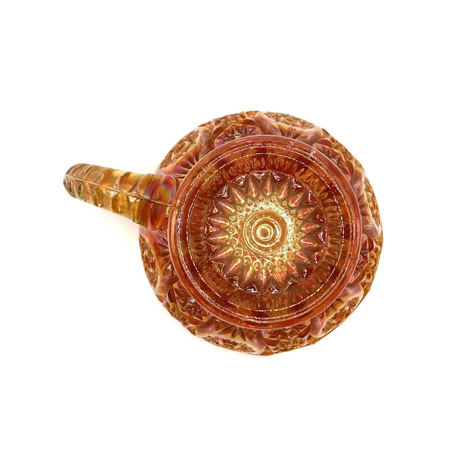 Vintage Carnival Glass Cup Iridescent Marigold Flower Pattern